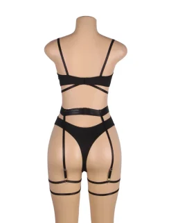 marielove Bikini Sets|Black Mesh Underwire Lingerie Set – Garter & Bra, Sexy High-Quality Outfit