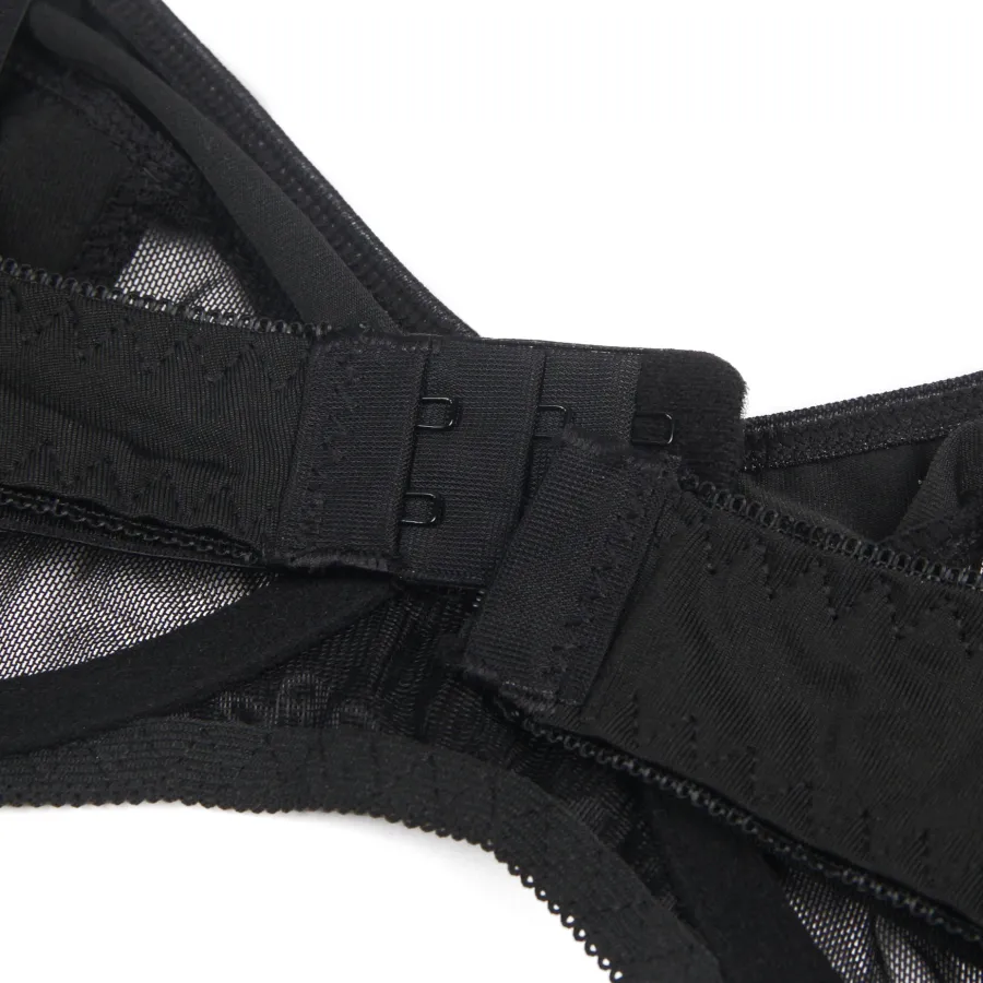 marielove Bikini Sets|Black Mesh Underwire Lingerie Set – Garter & Bra, Sexy High-Quality Outfit