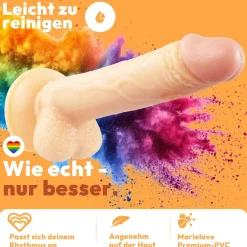 marielove Anal Dildo|Dildo Für Männer|20cm Dildo no Vibrator Sex Toy Saugnapf Penis Anal PVC 3D Adern Hoden