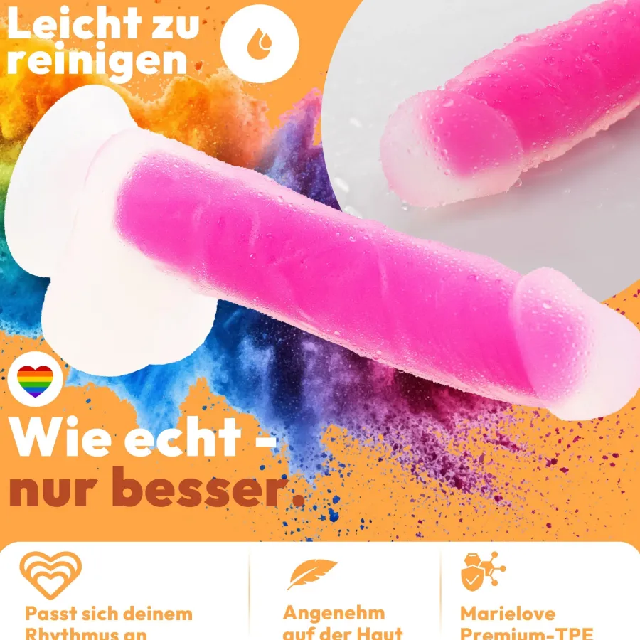 marielove Anal Dildo|Saugnapfdildo|20cm Dildo no Vibrator Sex Toy Saugnapf Penis Anal Silikon 3D Adern Hoden