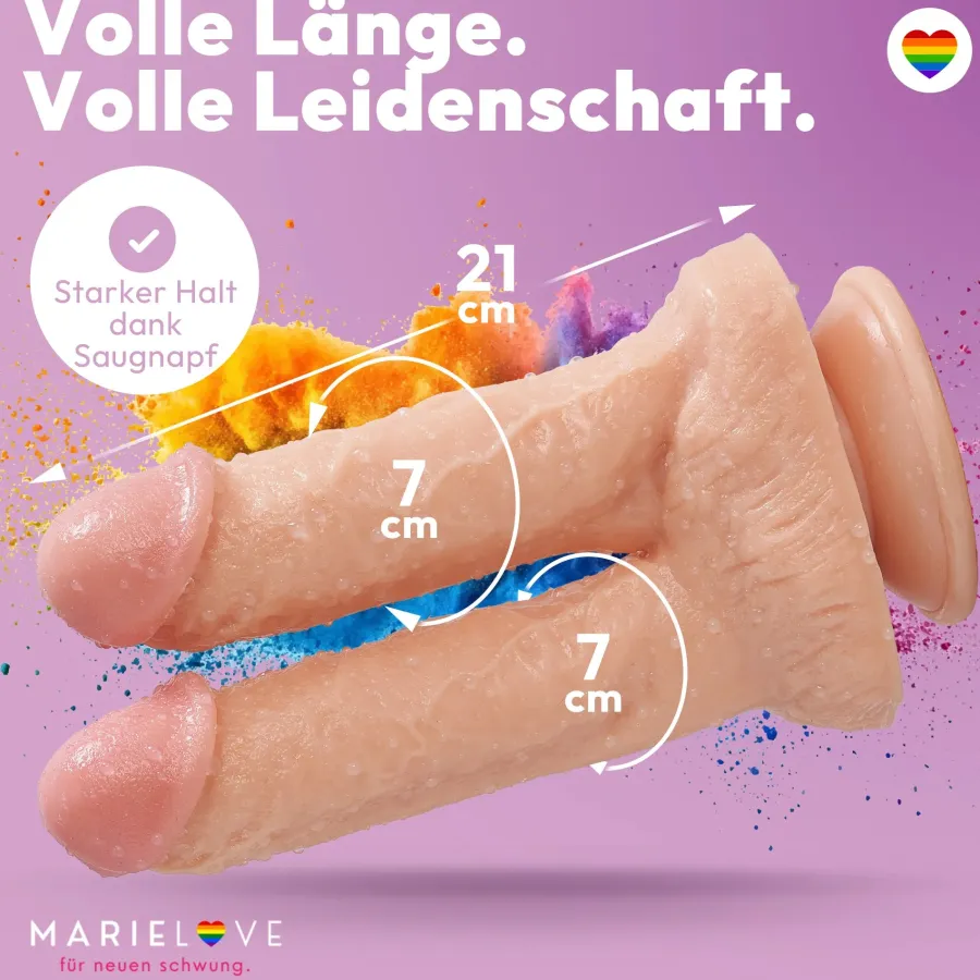 marielove Anal Dildo|Saugnapfdildo|21cm Doppel Dildo no Vibrator Sex Toy Saugnapf Penis Anal PVC 3D Adern Hoden