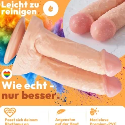 marielove Anal Dildo|Saugnapfdildo|21cm Doppel Dildo no Vibrator Sex Toy Saugnapf Penis Anal PVC 3D Adern Hoden