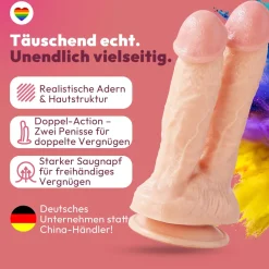 marielove Anal Dildo|Saugnapfdildo|21cm Doppel Dildo no Vibrator Sex Toy Saugnapf Penis Anal PVC 3D Adern Hoden