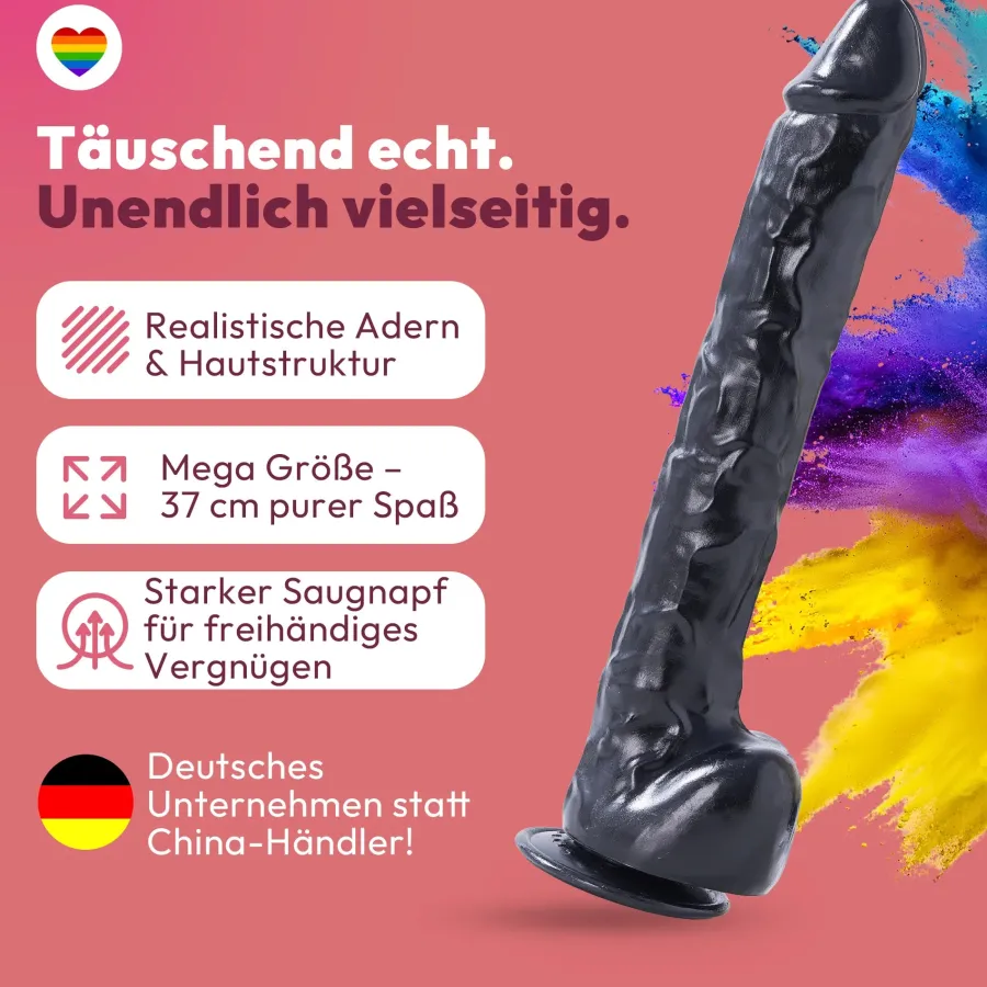 marielove Anal Dildo|Dildo Für Männer|37cm XXL Dildo no Vibrator Sex Toy Saugnapf Penis Anal PVC 3D Adern Hoden