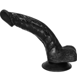 marielove Realistischer Dildo|Saugnapfdildo|Dildo 23cm gebogen mit Hoden & Saugnapf, Schwarz