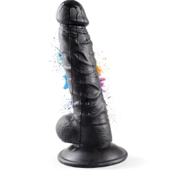 marielove Realistischer Dildo|Saugnapfdildo|Dildo 20cm mit Hoden & Saugnapf – Schlank, Schwarz