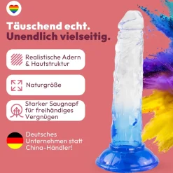 marielove Anal Dildo|Saugnapfdildo|Dildo 20cm mit Saugnapf – Realistisch, 4 Farben