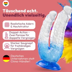 marielove Anal Dildo|Saugnapfdildo|Doppel-Dildo für Doppelpenetration 4 Farben