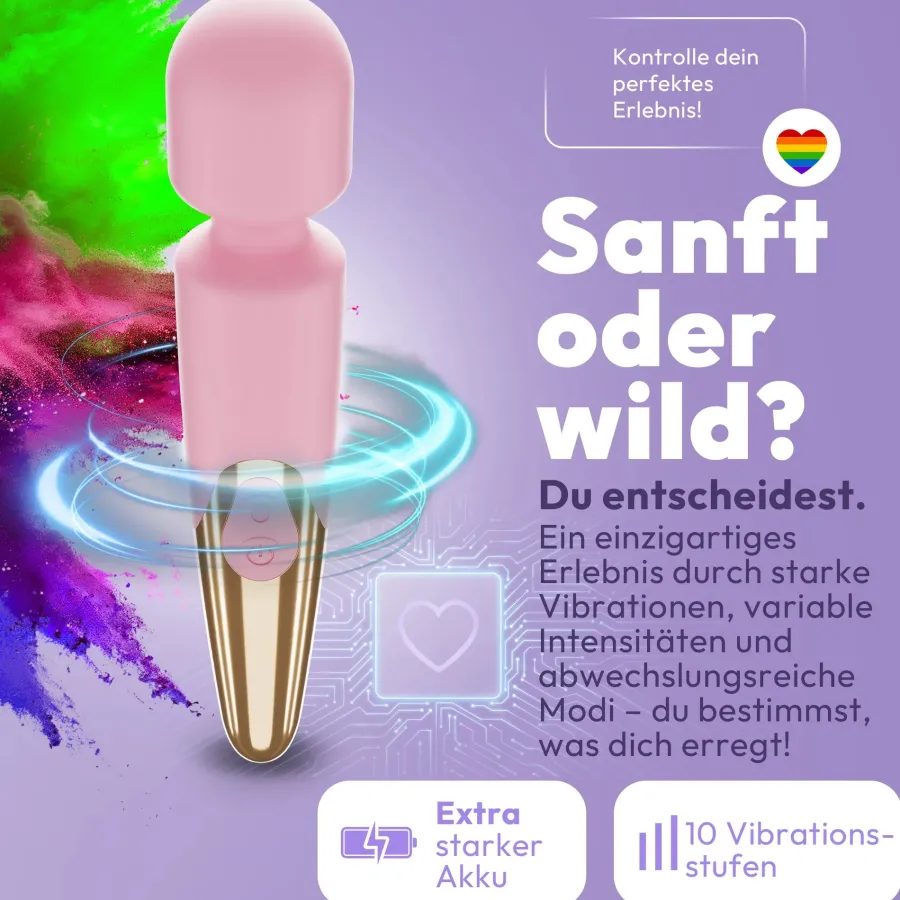 marielove Massagestäbe|Magic Wand Vibrator|Elaria Wand Massagegerät 10 Stufen sehr stark Massagestab Akku Vibrator Sexspielzeug