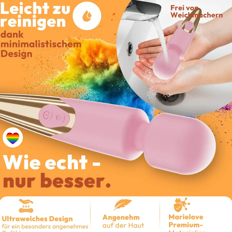 marielove Massagestäbe|Magic Wand Vibrator|Elaria Wand Massagegerät 10 Stufen sehr stark Massagestab Akku Vibrator Sexspielzeug