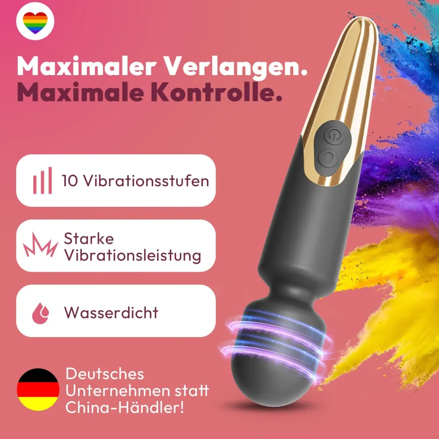 marielove Massagestäbe|Magic Wand Vibrator|Elaria Wand Massagegerät 10 Stufen sehr stark Massagestab Akku Vibrator Sexspielzeug