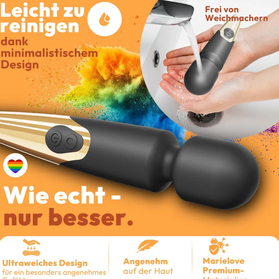 marielove Massagestäbe|Magic Wand Vibrator|Elaria Wand Massagegerät 10 Stufen sehr stark Massagestab Akku Vibrator Sexspielzeug