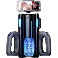 Leten Taschenmuschi|Blowjob Masturbator|Elektrischer Masturbator Blowjob Simulator mit Smartphone Halterung