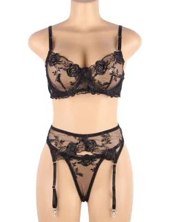 marielove Bikini Sets|Floral Embroidery Underwire Lingerie Set – Bra & Garter, Sexy High-Quality