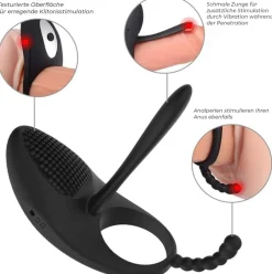 marielove Penisring|3in1 Penisring Paarvibrator mit Zunge, Analvibrator & Klitorisstimulator