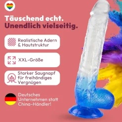 marielove Anal Dildo|Saugnapfdildo|Langer Dildo mit Saugnapf 28,5 cm 4 Farben