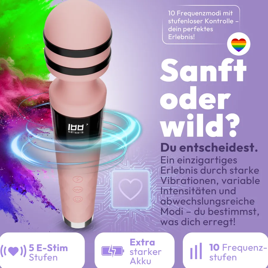 marielove Massagestäbe|Magic Wand Vibrator|Magic Wand Vibrator mit E-Stim 10 Frequenzen