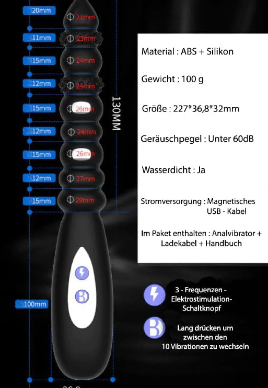 marielove E-Stim Toys|Analvibratoren|Analvibrator mit Perlen