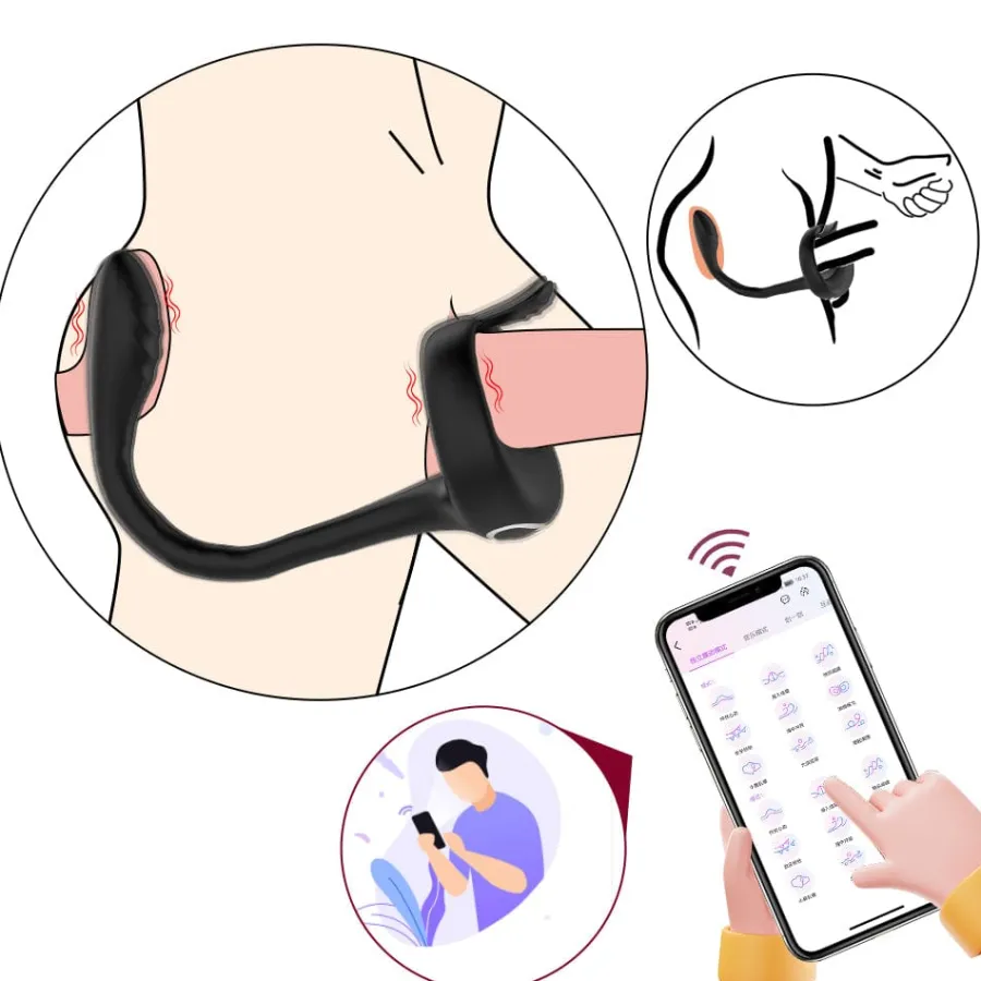 marielove Penisring|Sexspielzeug Mit App Steuerung|Penisring-Perineum mit App