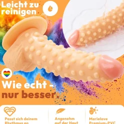 marielove Anal Dildo|Saugnapfdildo|realistischer 24cm Saugnapfdildo mit Hoden und Noppen
