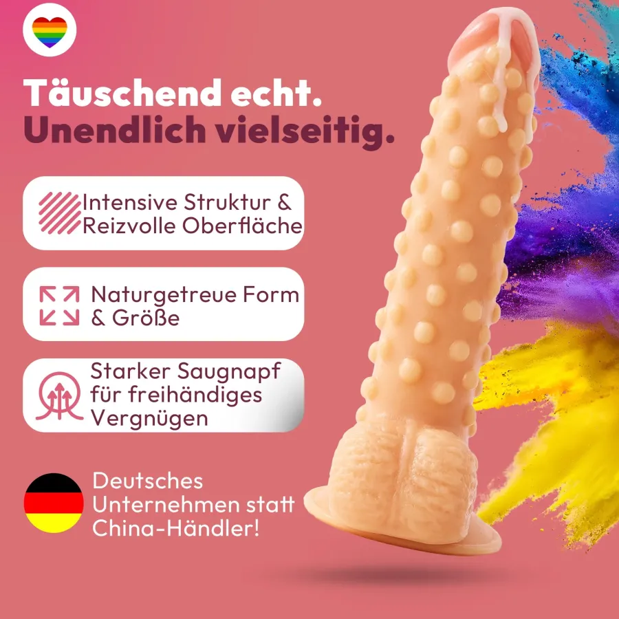 marielove Anal Dildo|Saugnapfdildo|realistischer 24cm Saugnapfdildo mit Hoden und Noppen
