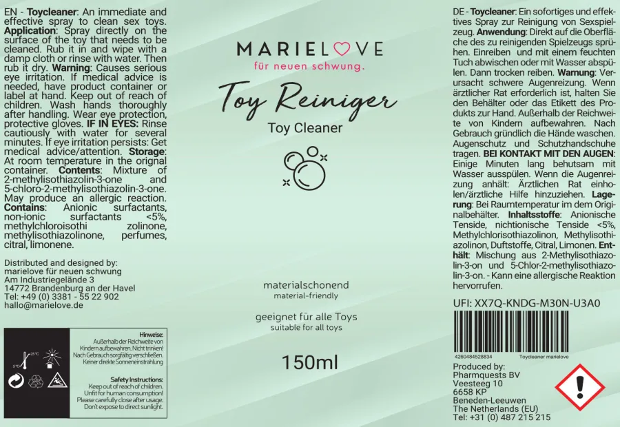 marielove Sexspielzeug Pflege|Zubehör Für Dolls|Toycleaner Cleaning - 150 ml
