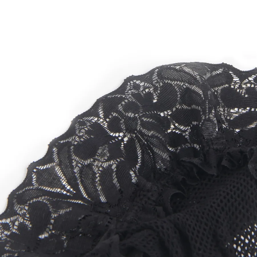 marielove Strümpfe|Schwarze Fishnet Oberschenkelstrümpfe mit Spitzenband, Silikon, 88% Nylon, 12% Spandex