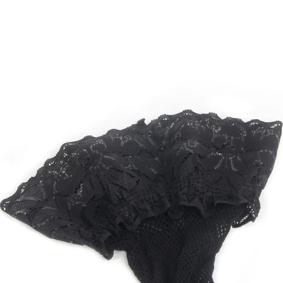 marielove Strümpfe|Schwarze Fishnet Oberschenkelstrümpfe mit Spitzenband, Silikon, 88% Nylon, 12% Spandex