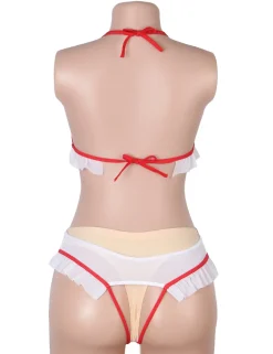marielove Kostüme|Sexy Krankenschwester Teddy Dessous mit offenem Design, 95% Polyester, 5% Elastan