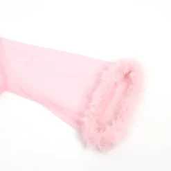 marielove Nachtwäsche|Sexy Kurze Morgenrobe – Pinkes Mesh & Nerz-Fell, Gürtel, verführerische Lingerie