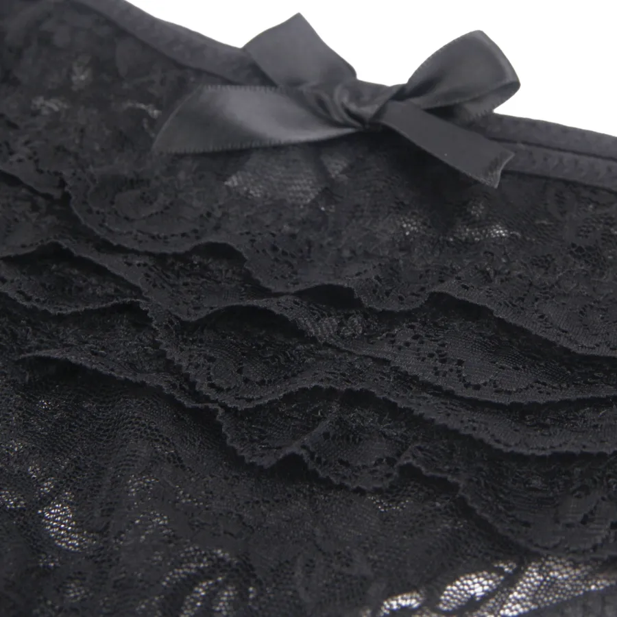 marielove Strings|exy chwarze Crotche pitze Panty, 88% Nyon, 12% pandex – verführerich & dehnbar