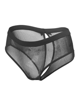marielove Strings|exy chwarze eh Panty it offene Rücken, 88% Poyaid, 12% Eatan, tranparent