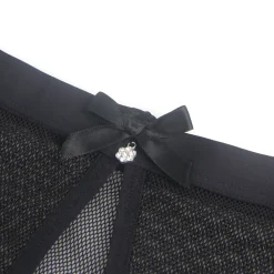 marielove Strings|exy chwarze eh Panty it offene Rücken, 88% Poyaid, 12% Eatan, tranparent