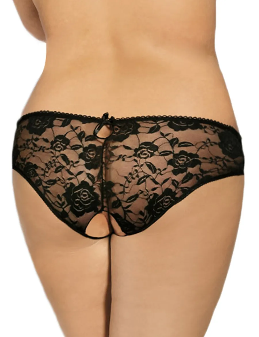 marielove Strings|Sexy Schwarze Open-Crotch Spitzen-Strings mit Riemchen, 88% Nylon, 12% Spandex