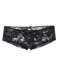marielove Strings|Sexy Schwarze Open-Crotch Spitzen-Strings mit Riemchen, 88% Nylon, 12% Spandex