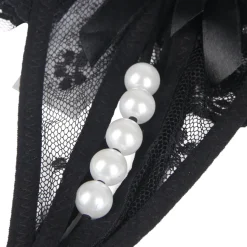 marielove Strings|Sexy Schwarze Open-Crotch Spitze Panty, 88% Nylon, 12% Spandex, verführerisch