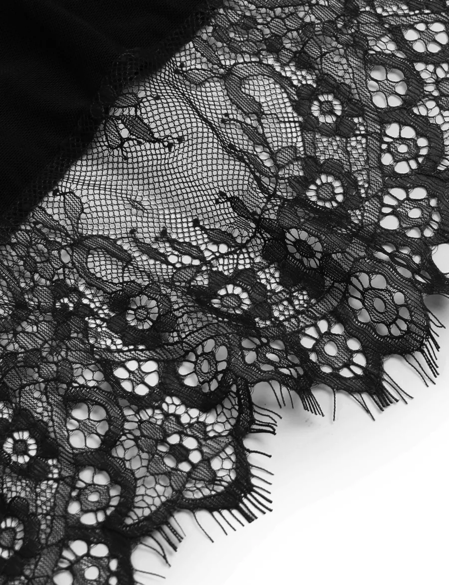 marielove Nachtwäsche|exy chwarze Nachtkeid – pitzen-eh, Puh-Up & Kreuzträger, verführeriche ingerie