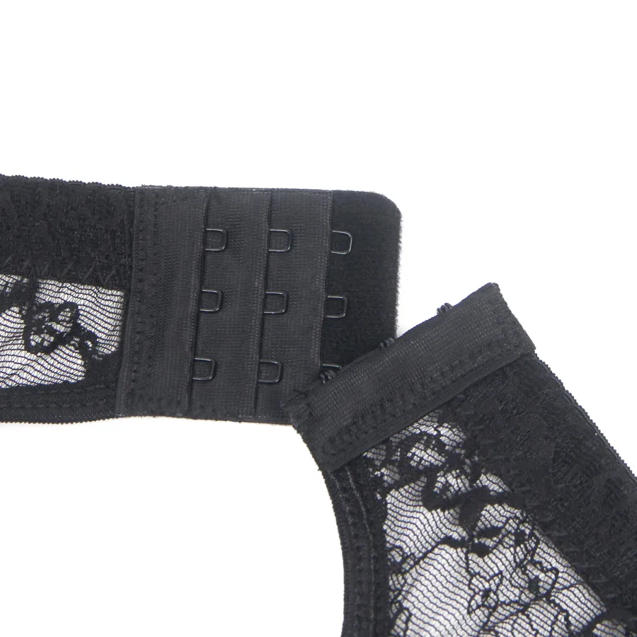 marielove Strumpfhalter Sets|Sexy Schwarze Spitzen-Garter-Panty mit Schleife & Metall-Clips, 88% Nylon, 12% Spandex