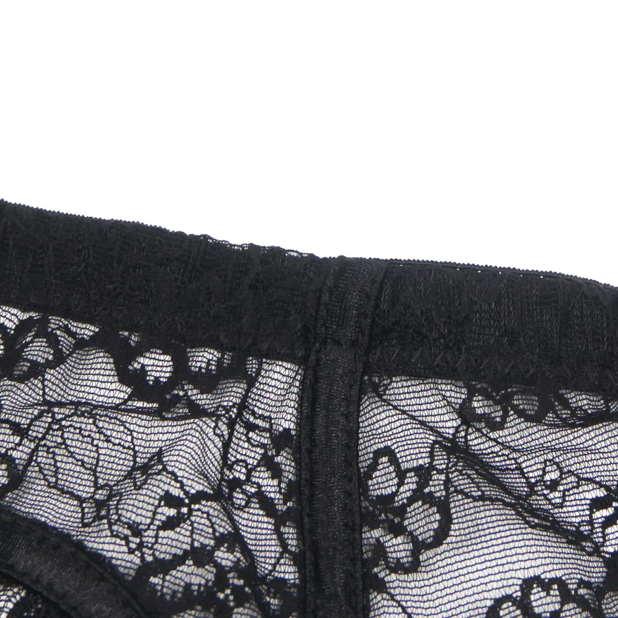 marielove Strumpfhalter Sets|Sexy Schwarze Spitzen-Garter-Panty mit Schleife & Metall-Clips, 88% Nylon, 12% Spandex