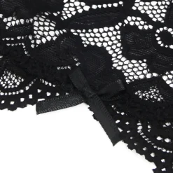 marielove Strumpfhalter Sets|Sexy Schwarze Spitzen-Garter-Panty mit Metall-Clips, 88% Nylon, 12% Spandex, verstellbar