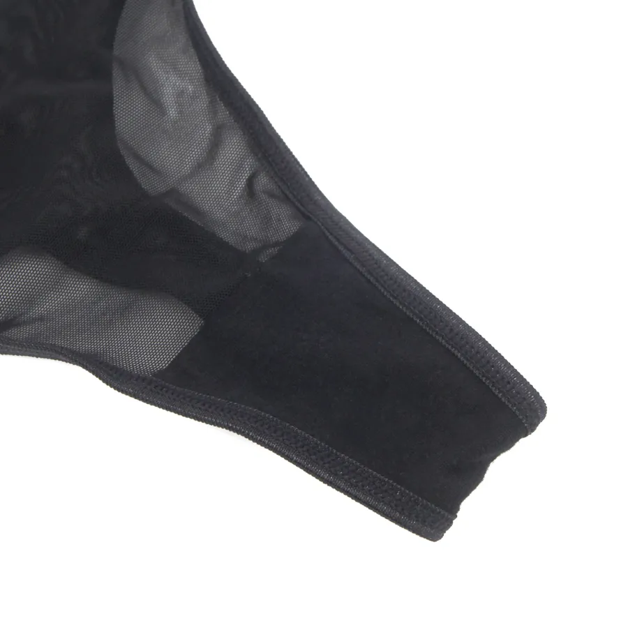 marielove Strumpfhalter Sets|Sexy Schwarze Spitzen-Garter-Panty mit Metall-Clips, 88% Nylon, 12% Spandex, verstellbar