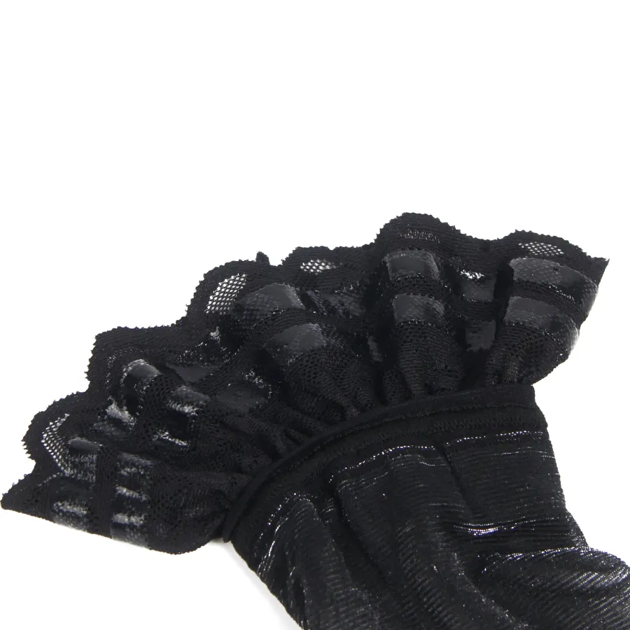marielove Strümpfe|Sexy Schwarze Spitzenstrümpfe mit Perlmutt-Glanz & Silikonband, 88% Nylon, 12% Spandex