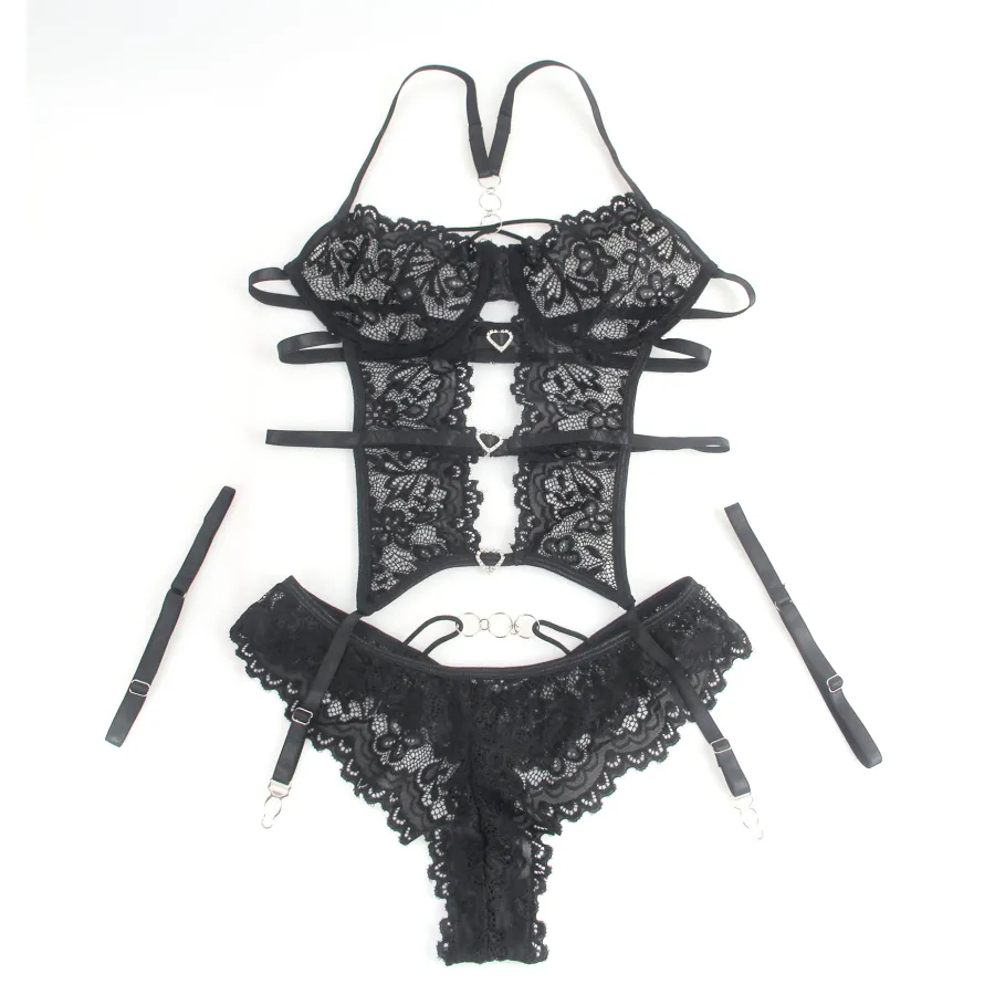 marielove Bikini Sets|exy chwarze pitzen-ingerie et – BH, ip & trape, verführeriche Deou