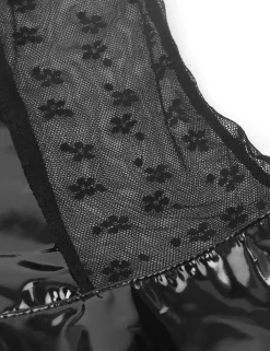 marielove Nachtwäsche|exy chwarze Wet-ook ingerie – Hater-BH, Patent-eder & pitze, trape