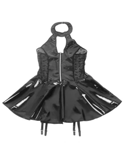 marielove Nachtwäsche|exy chwarze Wet-ook ingerie – Hater-BH, Patent-eder & pitze, trape