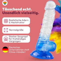marielove Anal Dildo|Saugnapfdildo|Texturierter Dildo mit Saugnapf 20 cm 4 Farben