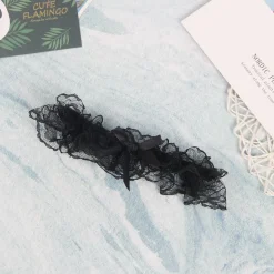 marielove Accessoires|Verführerische schwarze Spitzen-Beinschleifen mit Schleifen-Detail – dehnbar, komfortabel