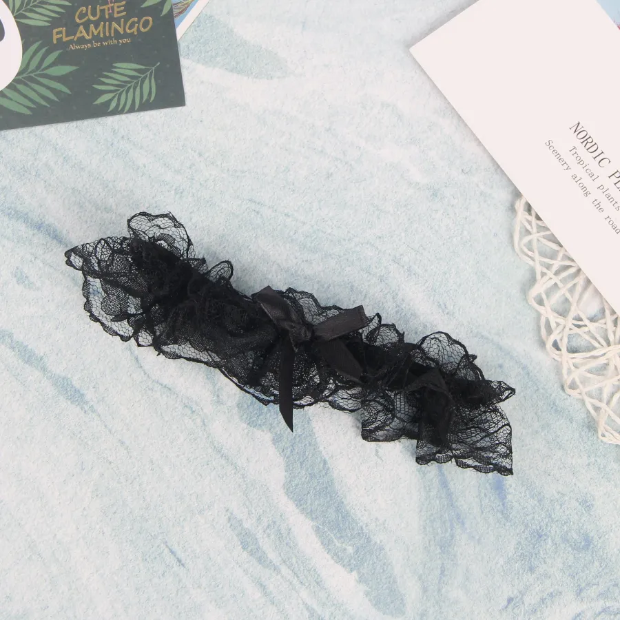 marielove Accessoires|Verführerische schwarze Spitzen-Beinschleifen mit Schleifen-Detail – dehnbar, komfortabel