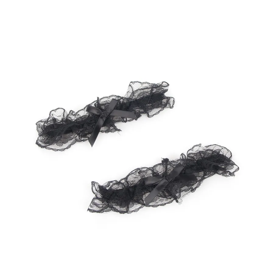marielove Accessoires|Verführerische schwarze Spitzen-Beinschleifen mit Schleifen-Detail – dehnbar, komfortabel